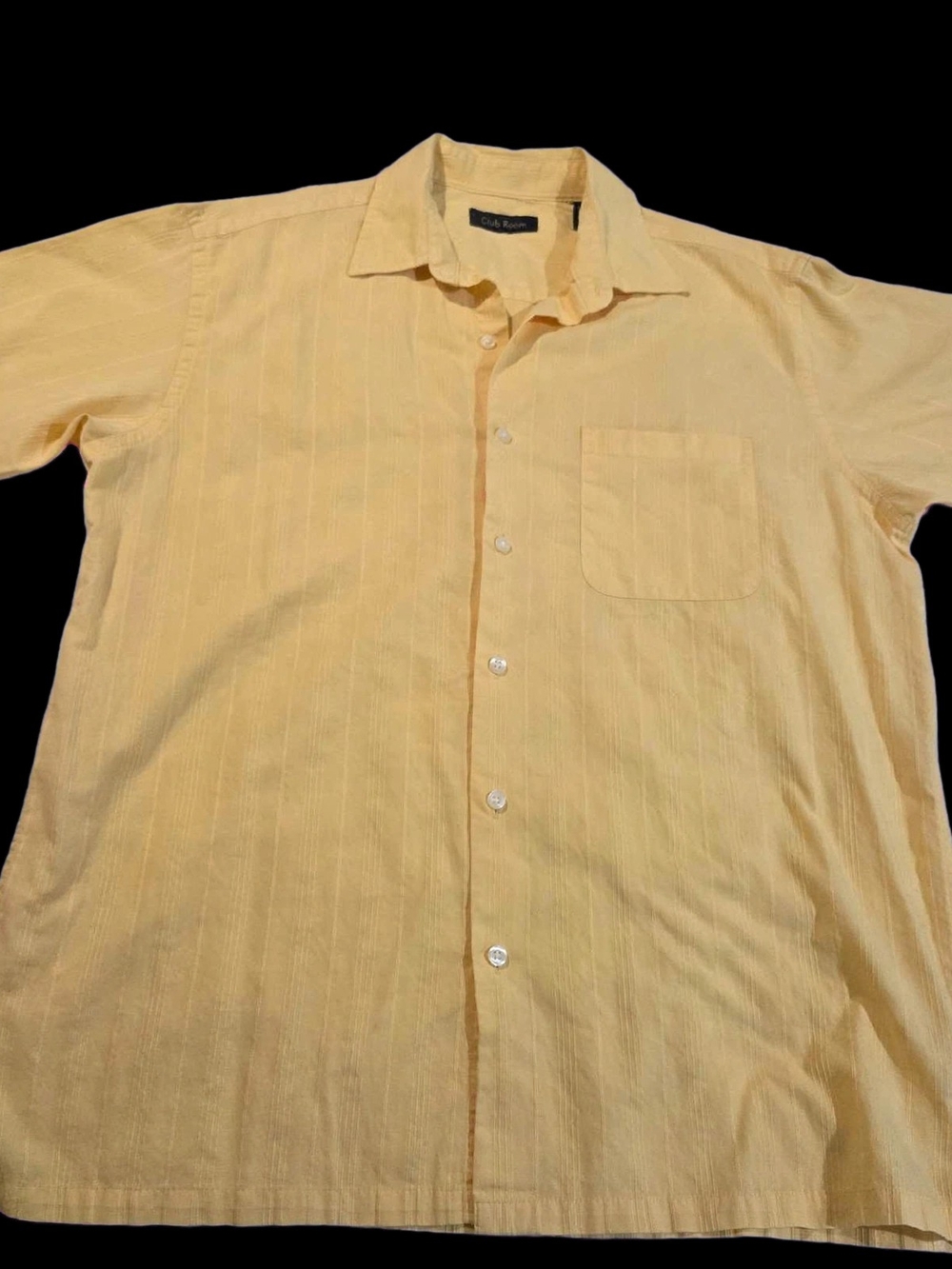 Club Room Mens M Yellow Fresh Breathable 100% Cotton Short Sleeve Shirt Lightwei